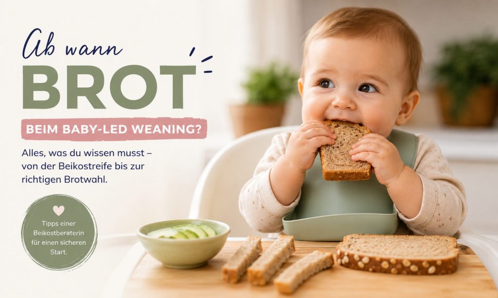 Baby isst Brot im Rahmen von Baby-led Weaning